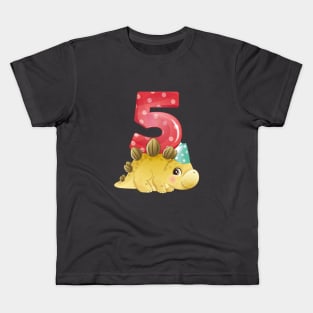 5th Birthday Cute Little Dinosaur Kids T-Shirt